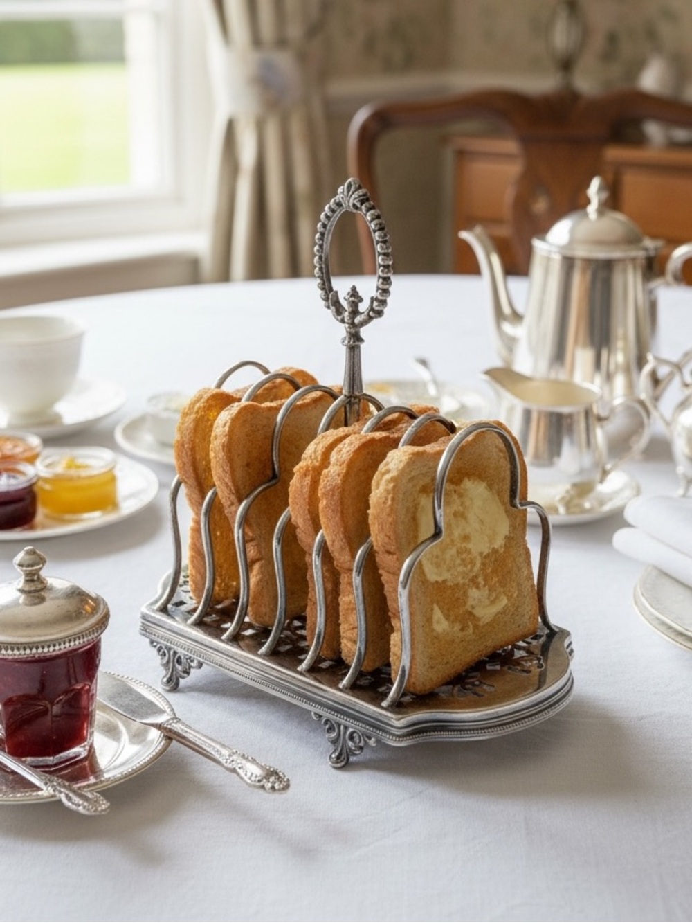 Vintage English Silver Plated Toast Rack- Ornate Design